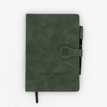Customized  Green 2027 A5 Soft Leatherette Bound Planners with Sign Pen with logo