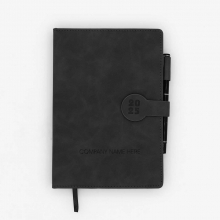 Customized  Black 2027 A5 Soft Leatherette Bound Planners with Sign Pen with logo