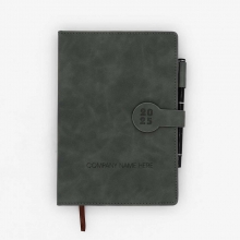 Customized  Gray 2027 A5 Soft Leatherette Bound Planners with Sign Pen with logo