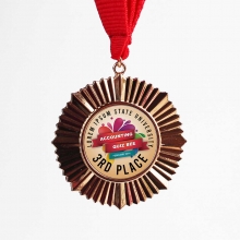 Customized  Bronze Academic and Sports Medals with Full Color Logo  with logo