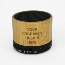 Custom Printed Cylindrical Bamboo Bluetooth Speaker as Corporate Giveaways