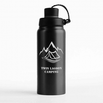 Customized  Black 700 ml Easy-Go Stainless Chute Camping Water Bottles with logo