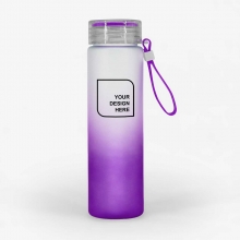 Customized  Purple 500 ml Frosted Promotional Plastic Water Bottles with Color Strap with logo