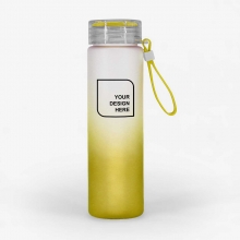 Customized  Yellow 500 ml Frosted Promotional Plastic Water Bottles with Color Strap with logo