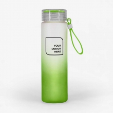 Customized  Green 500 ml Frosted Promotional Plastic Water Bottles with Color Strap with logo
