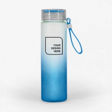Customized  Blue 500 ml Frosted Promotional Plastic Water Bottles with Color Strap with logo