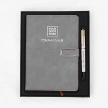 Customized White and Gray Journal and Metal Sign Pen - Gift Sets for Clients #10 with logo