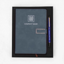 Customized  Blue Journal and Metal Sign Pen - Gift Sets for Clients #10 with logo