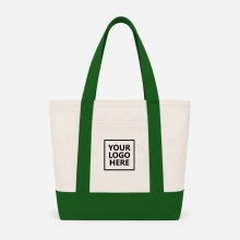 Customized Emerald Green Large Two-Tone Cotton Tote Bags with Pockets with logo
