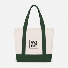 Customized Dark Green Large Two-Tone Cotton Tote Bags with Pockets with logo