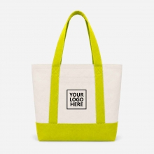 Customized  Yellow Large Two-Tone Cotton Tote Bags with Pockets with logo