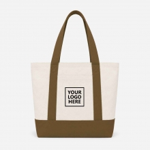 Customized Khaki Brown Large Two-Tone Cotton Tote Bags with Pockets with logo