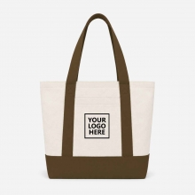Customized  Brown Large Two-Tone Cotton Tote Bags with Pockets with logo