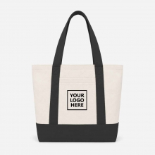 Customized  Black Large Two-Tone Cotton Tote Bags with Pockets with logo