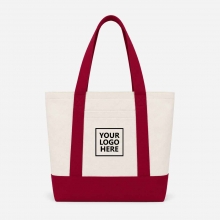 Customized Dark Red Large Two-Tone Cotton Tote Bags with Pockets with logo