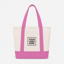 Customized Baby Pink Large Two-Tone Cotton Tote Bags with Pockets with logo