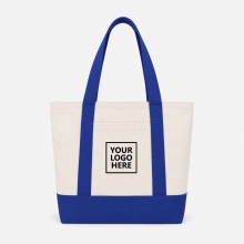 Customized Royal Blue Large Two-Tone Cotton Tote Bags with Pockets with logo