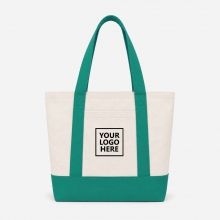 Customized Teal Green Large Two-Tone Cotton Tote Bags with Pockets with logo