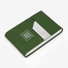 Customized  Green Leatherette-Covered Magnetic Business Card Holders with logo