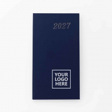Customized Dark Blue 2027 Leatherette Mini Planners 2 with logo