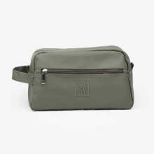 Customized  Green Leatherette Vanity Pouches with Wrist Strap with logo