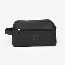 Customized  Black Leatherette Vanity Pouches with Wrist Strap with logo
