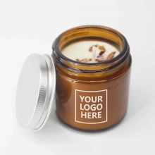 Customized Darkwood  LUMOS Scented Candles on Glass with logo