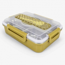 Mypowderblue New Product Lunch Boxes with 4 Partitions and Spoon
