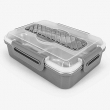 Customized  Gray Lunch Boxes with 4 Partitions and Spoon with logo