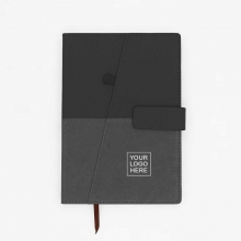 Customized Gray and Black 2025 McKinley Two-Tone Journal with Pen Holder and Magnetic Strap with logo