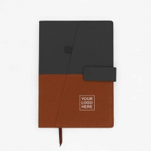 Customized Black and Brown 2025 McKinley Two-Tone Journal with Pen Holder and Magnetic Strap with logo