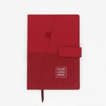 Customized Dark Red and Red 2025 McKinley Two-Tone Journal with Pen Holder and Magnetic Strap with logo