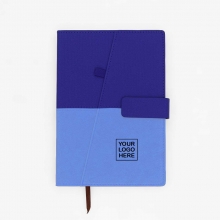 Customized Light Blue and Navy Blue 2025 McKinley Two-Tone Journal with Pen Holder and Magnetic Strap with logo