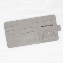 Customized Light Gray Medium-Sized Leatherette Organizers for Car Visor with logo