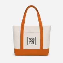 Customized  Orange Medium Two-Tone Cotton Tote Bags with Front Pocket with logo
