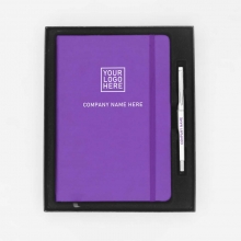 Customized  Purple Notebook and Plastic Pen - Gift Set for Clients #9 with logo