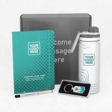 Customized Mint Green Notebook, Water Bottle, Metal Pen, and Metal Keyring Gift Set #28 with logo