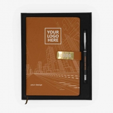 Customized  Brown Planner and Pen Gift Sets for Employees and Clients #7 with logo
