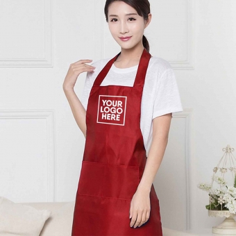 Customized  Red Promotional Adjustable Kitchen Aprons with logo