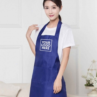Customized  Blue Promotional Adjustable Kitchen Aprons with logo