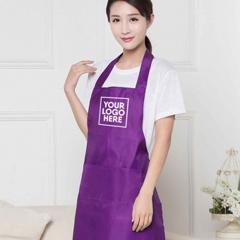 Customized  Purple Promotional Adjustable Kitchen Aprons with logo