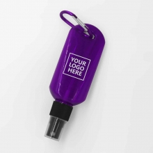 Customized  Purple Promotional Alcohol Spray Bottles with Carabiner with logo