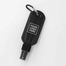Customized  Black Promotional Alcohol Spray Bottles with Carabiner with logo