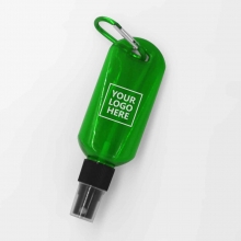 Customized  Green Promotional Alcohol Spray Bottles with Carabiner with logo