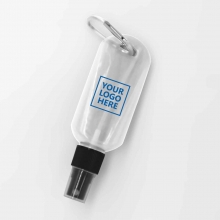 Customized  Clear Promotional Alcohol Spray Bottles with Carabiner with logo