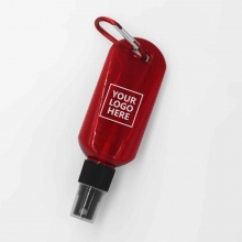 Customized  Red Promotional Alcohol Spray Bottles with Carabiner with logo