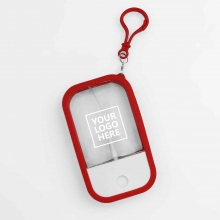 Customized  Red Rectangular Alcohol Spray Bottles with Carabiner with logo