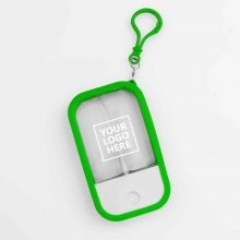 Customized Light Green Rectangular Alcohol Spray Bottles with Carabiner with logo