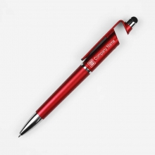 Customized  Red ROCES 3-in-1 Plastic Pens with Stylus and Phone Holder with logo