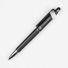 Customized  Black ROCES 3-in-1 Plastic Pens with Stylus and Phone Holder with logo